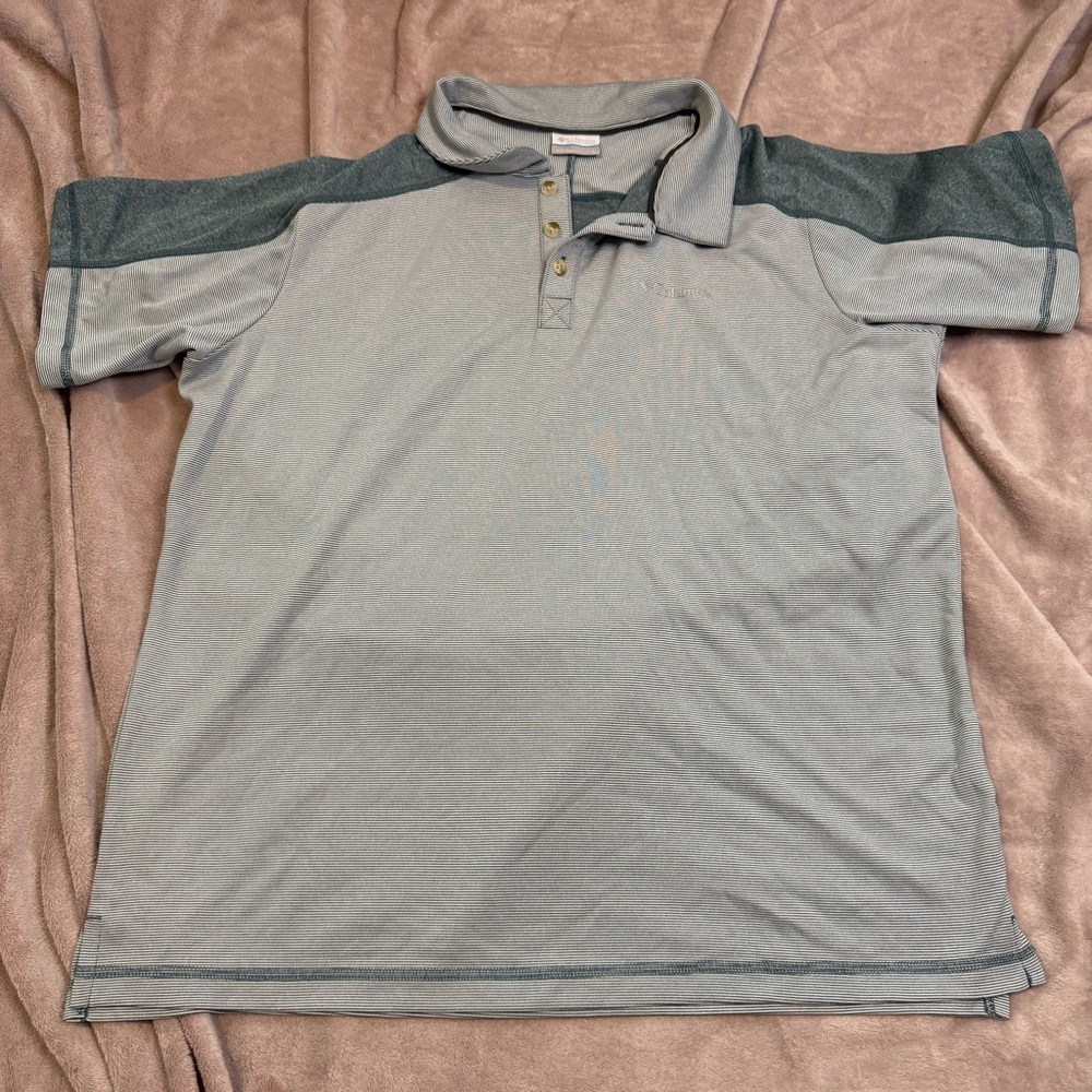 Men’s Columbia 1/4 button-down short sleeve polo shirt large color is gray